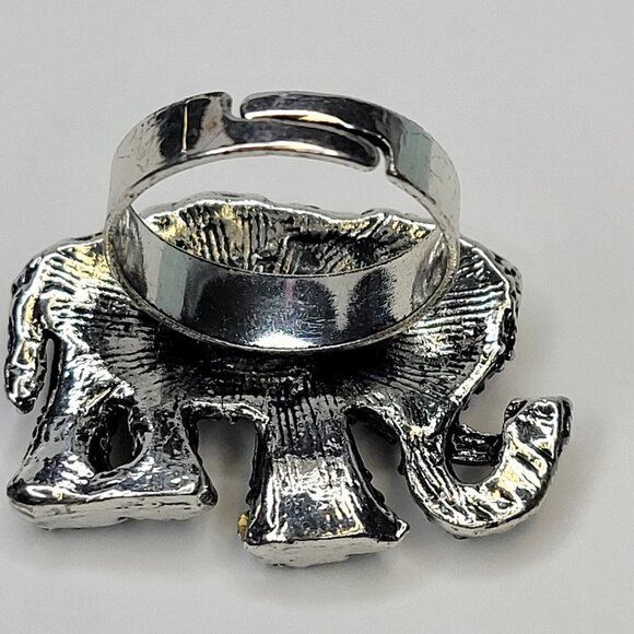 Silver Crystal Jeweled Elephant Adjustable Ring - Picture 8 of 10